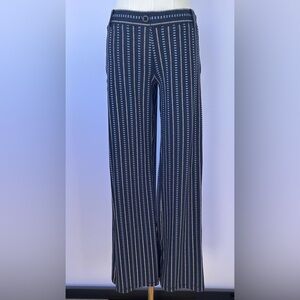 Betabrand‎ Women’s Stretch Flare Pants Striped Navy/White Size Med Tall
